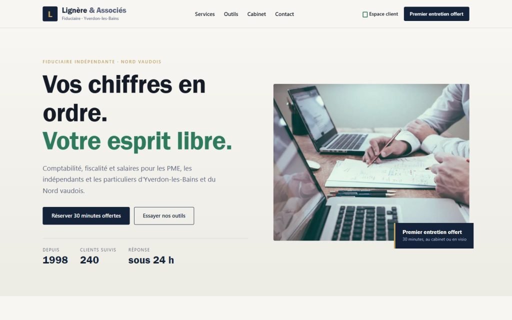 Page d’accueil du projet concept Lignère & Associés