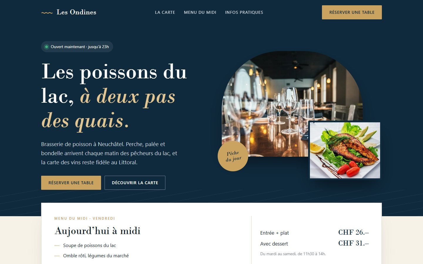 Le site Les Ondines sur ordinateur