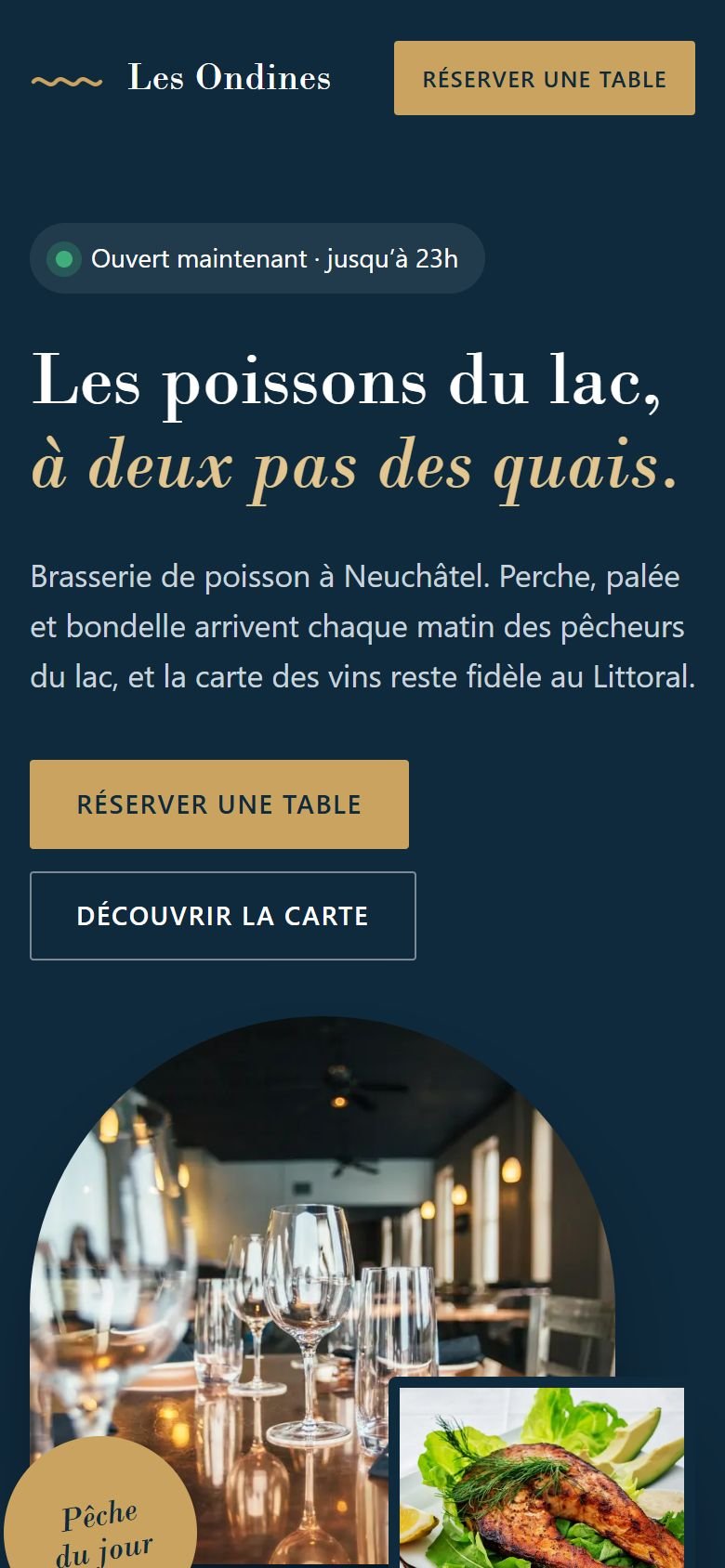 Le site Les Ondines sur mobile